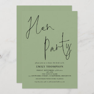 Invitation Script moderne Sage Green Hen Party