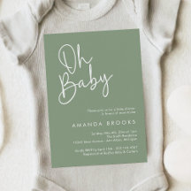 Script moderne Sage Oh Baby Baby shower simple