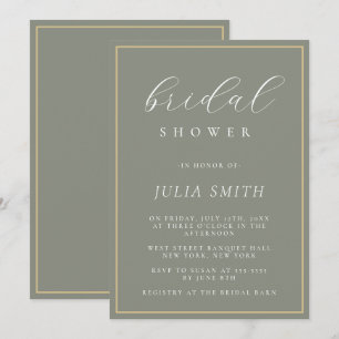Invitation Script moderne Sage Vert Douche nuptiale Invitatio