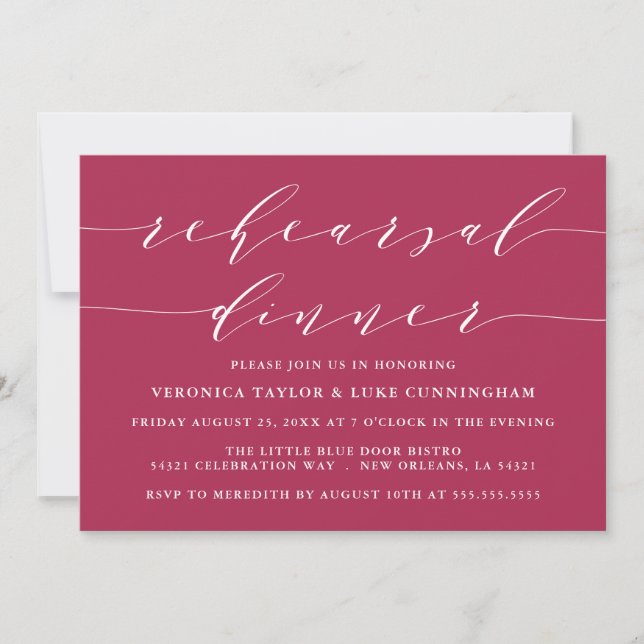 INVITATION SCRIPT MODERNE SIMPLE | CARTON D'INVITATION AU DÎN (Devant)
