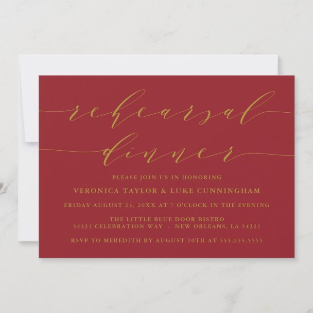 INVITATION SCRIPT MODERNE SIMPLE | RÉPÉTITION DÎNER INVITATIO (Devant)