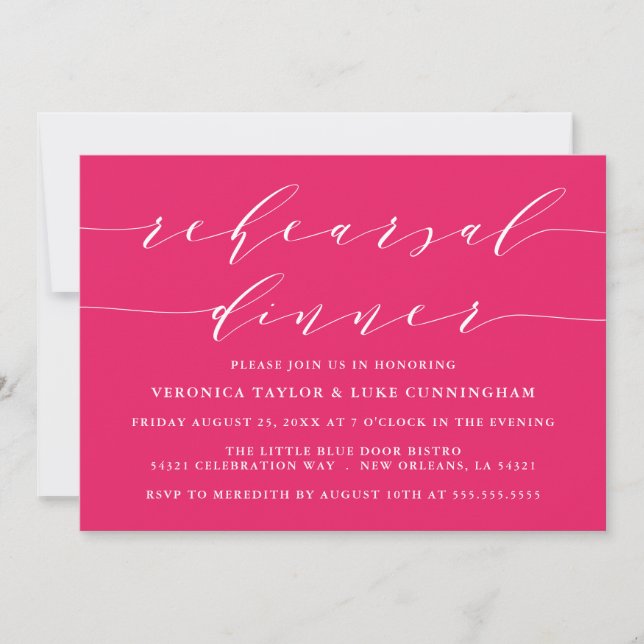 INVITATION SCRIPT MODERNE SIMPLE | RÉPÉTITION DÎNER INVITATIO (Devant)