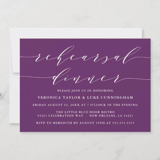 INVITATION SCRIPT MODERNE SIMPLE | RÉPÉTITION DÎNER INVITATIO (Devant)