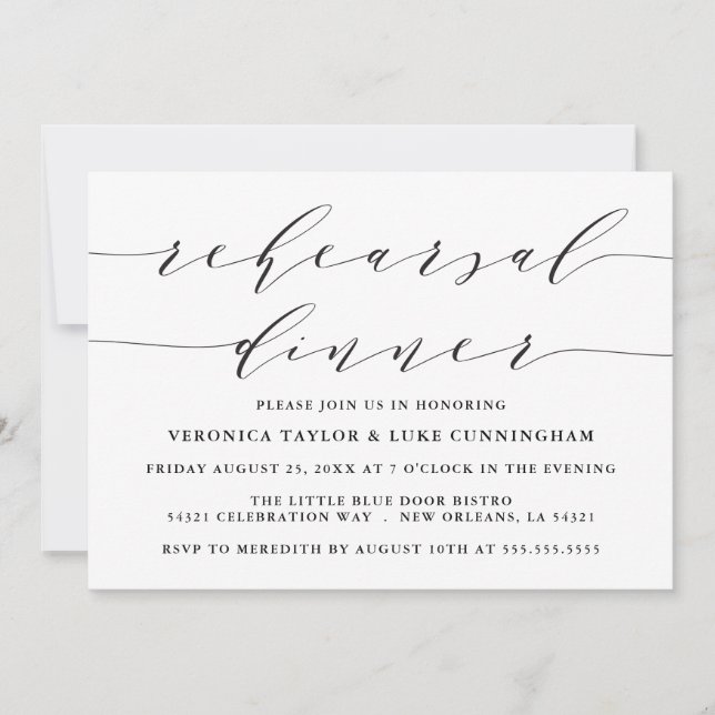 INVITATION SCRIPT MODERNE SIMPLE | RÉPÉTITION DÎNER INVITATIO (Devant)