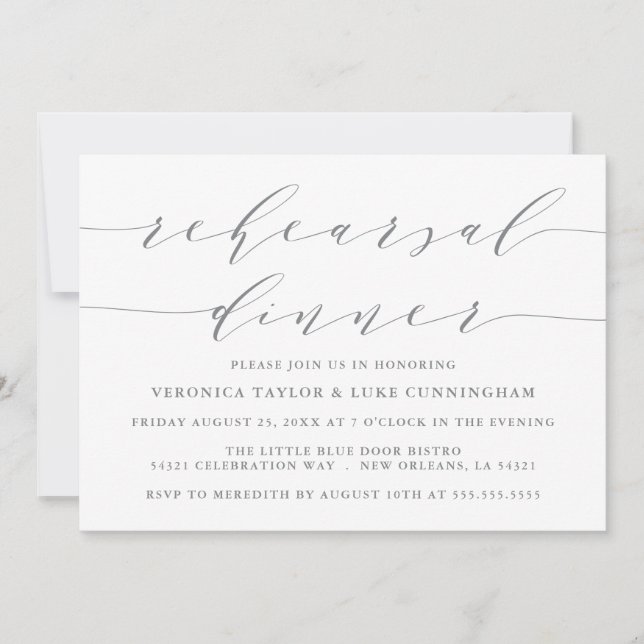 INVITATION SCRIPT MODERNE SIMPLE | RÉPÉTITION DÎNER INVITATIO (Devant)