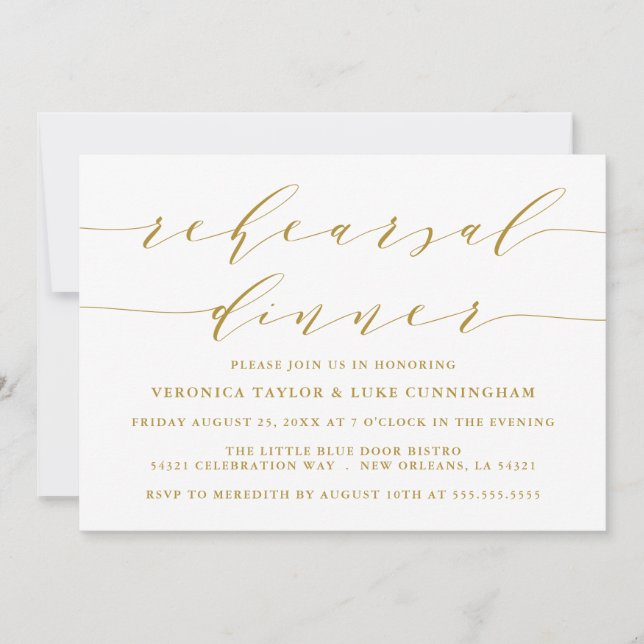 INVITATION SCRIPT MODERNE SIMPLE | RÉPÉTITION DÎNER INVITATIO (Devant)