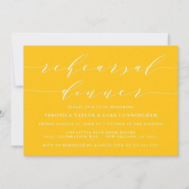 INVITATION SCRIPT MODERNE SIMPLE | RÉPÉTITION DÎNER INVITATIO (Devant)
