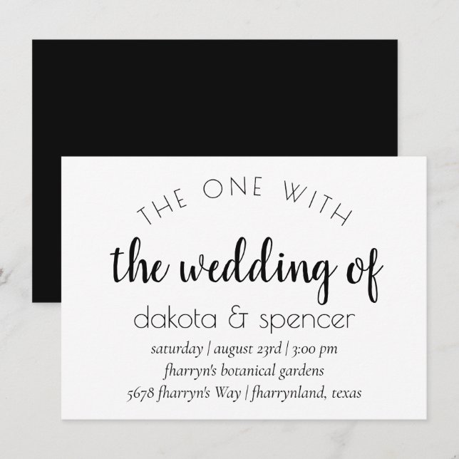 Invitation Script moderne simple | Un avec le Mariage de (Devant / Derrière)