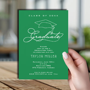 Invitation Script Moderne sur Carton de Remise de Diplômes Ve