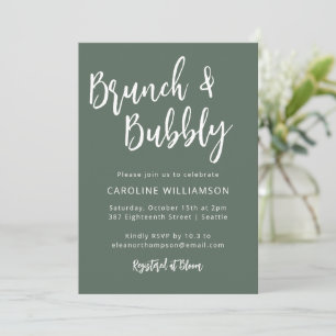 Invitation Script moderne tendance Brunch Bubbly Douche Sage