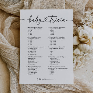 Invitation Script moderne Trivia Baby shower Jeu