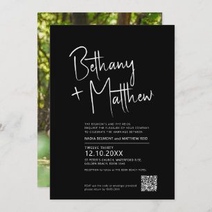 Invitation Script mono minimaliste de calligraphie mariage QR