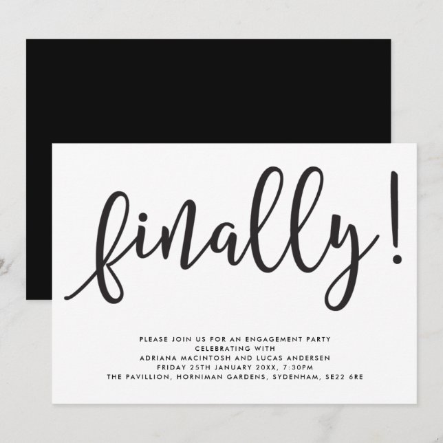 Invitation Script monochrome Finalement Partie d'engagement (Devant / Derrière)