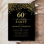 Invitation Script noir et or Soixante-60e anniversaire<br><div class="desc">Préparez-vous à une fête élégante avec une Invitation d'Anniversaire Black and Gold Script! Doté d'un luxueux script doré sur un arrière - plan noir élégant, ce design respire le raffinement et le charme intemporel. Parfait pour des anniversaires d'étape ou tout événement élégant, il allie sans effort l'élégance classique à l'esprit...</div>