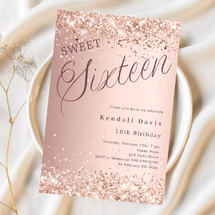 Invitation Script or rose moderne Sweet 16