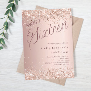Invitation Script or rose parties scintillant Sweet 16 luxe