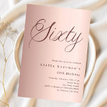 Invitation Script or rose simple 60e anniversaire<br><div class="desc">Une invitation design et moderne pour une fête du 60e anniversaire. arrière - plan en or rose dégradé et le mot Cinquante écrit avec d'élégantes grandes lettres de script en or rose foncé. Personnalisez et ajoutez un nom et des détails du parti.</div>