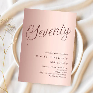 Invitation Script or rose simple 70e anniversaire
