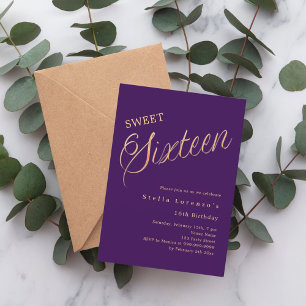 Invitation Script or violet élégant Sweet 16