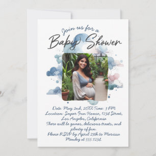 Invitation Script personnalisé pour baby shower avec photo en