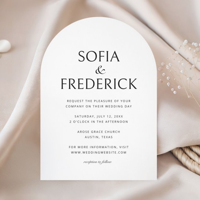 Invitation Script photo classique Arch Mariage noir et blanc (Créateur téléchargé)