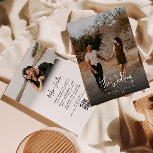 Invitation Script photo minimaliste Mariage de code QR modern