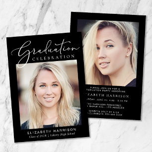 Invitation Script photo moderne Black Graduation Party
