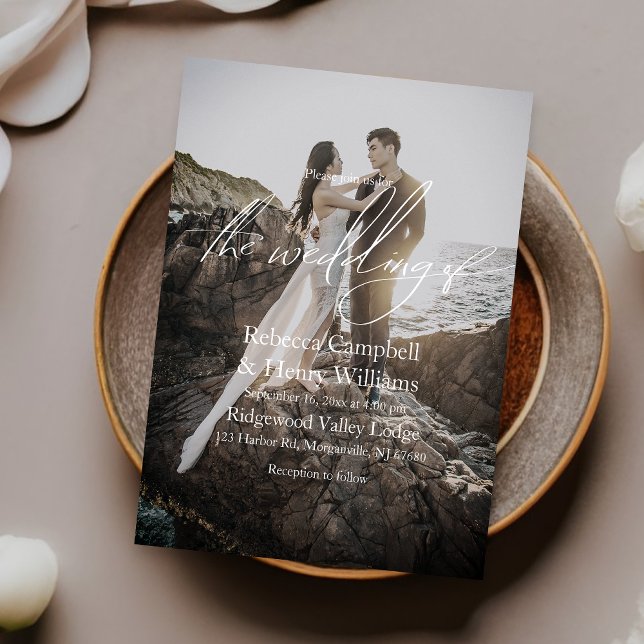 Invitation Script photo moderne Mariage élégant (Make your special day unforgettable with our beautifully designed photo wedding invitation.)