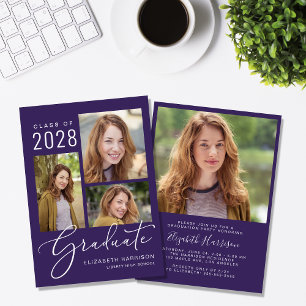 Invitation Script photo moderne Purple Graduation Party