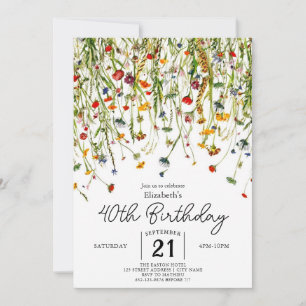 Invitation Script Printemps Fleur sauvage 40e anniversaire