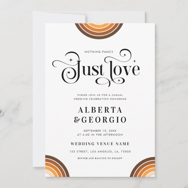 Invitation Script Rétro Boho Arc-en-ciel Rien de Fantasque Ju (Devant)