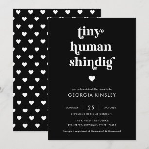 Invitation Script rétro Coeur minuscule Baby shower humain Sh