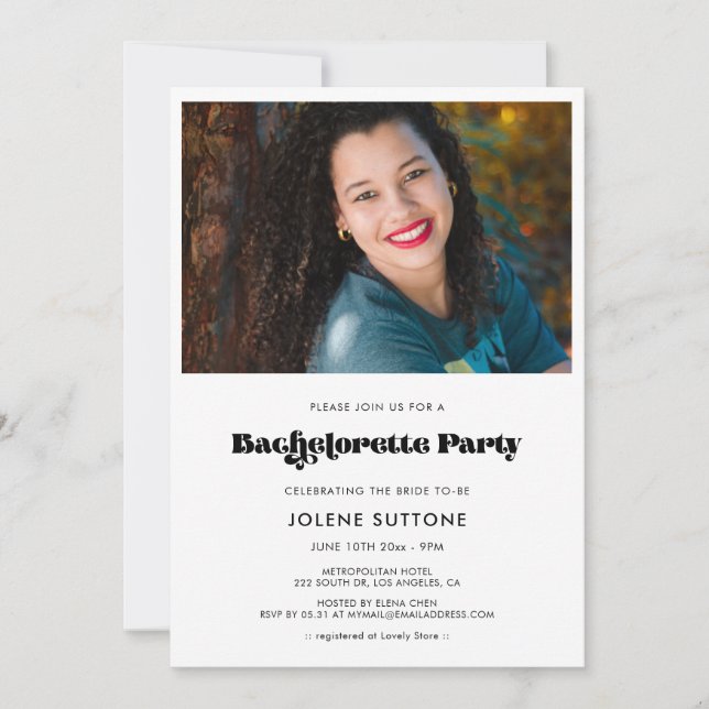 Invitation Script rétro vintage Bachelorette Party photo (Devant)