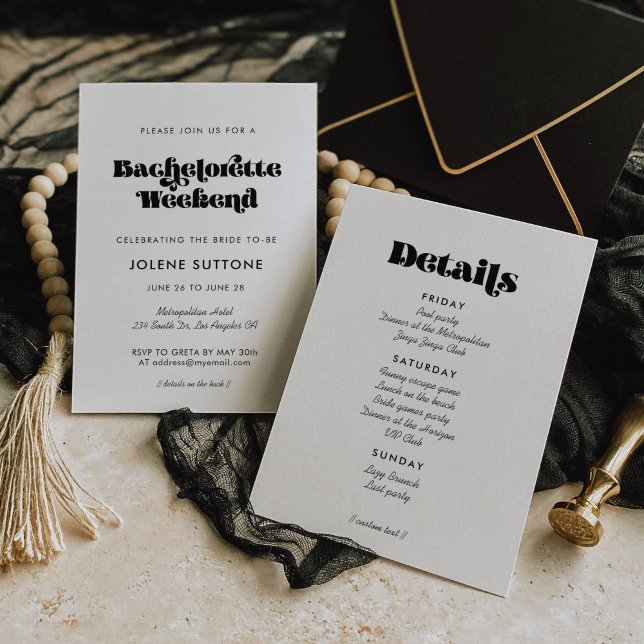 Invitation Script rétro vintage Bachelorette Week-end (Créateur téléchargé)