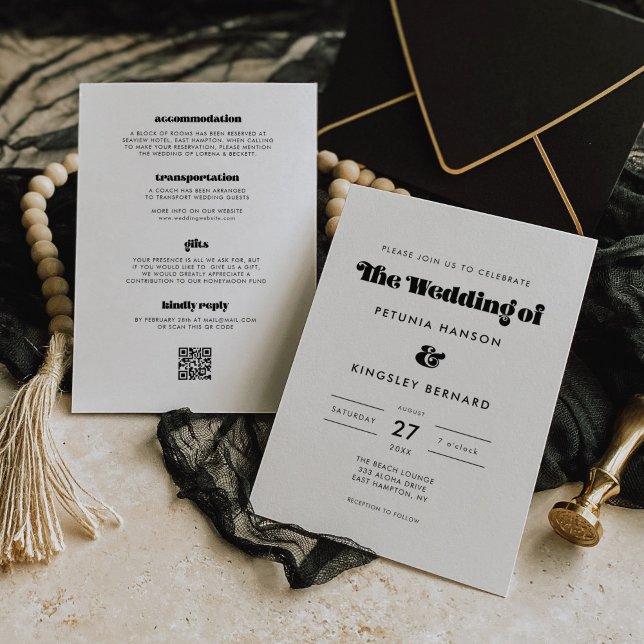 Invitation Script rétro vintage tout en un Mariage (Créateur téléchargé)