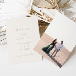 Invitation Script romantique minimaliste moderne Mariage phot