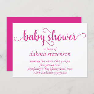Invitation Script rose chaud simple   Baby shower florissant