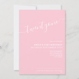 Invitation Script rose élégant moderne 21e anniversaire