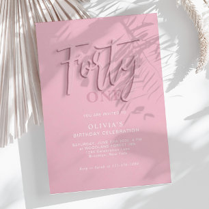 Invitation Script rose élégant Quarante 40e anniversaire adul