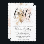 Invitation Script rose et or Feminine Feminine 40e anniversai<br><div class="desc">Script rose et or Feminine Feminine 40th Birthday Invitation</div>