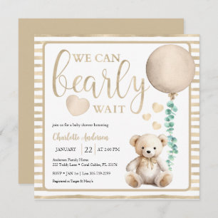 Invitation Script rose Teddy Bear Baby shower d'attente