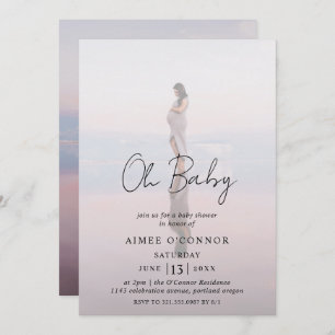 Invitation Script rustique Photo moderne Oh Baby shower