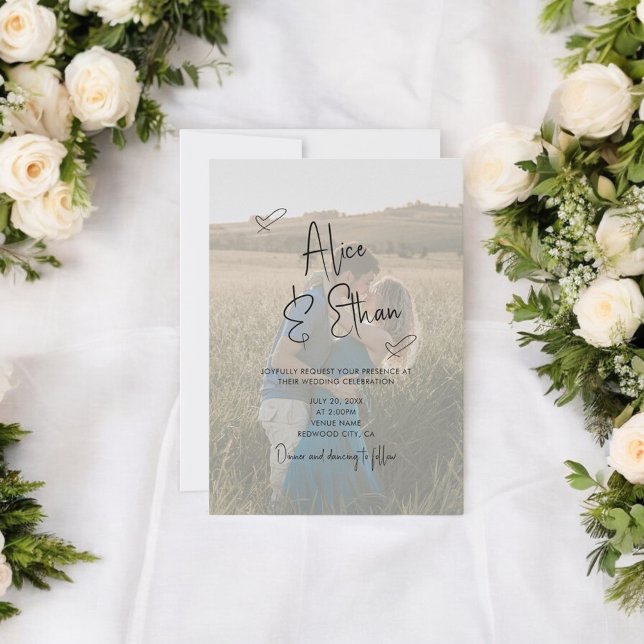 Invitation Script Signature Mariage de photos du coeur (Créateur téléchargé)