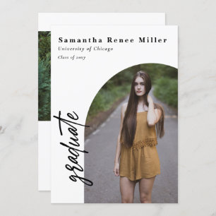 Invitation Script simple Arc moderne 2 Photo Graduation