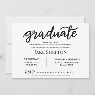 Invitation Script simple d'études supérieures Open House Grad