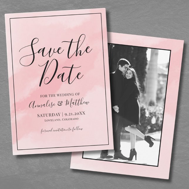 Invitation Script Simple Élégant Mariage rose Enregistrer La  (Simple Elegant Script Pink Wedding Save The Date Invitation)