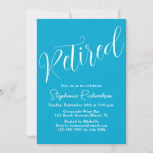 Invitation Script simple et moderne Aqua Blue Retirement