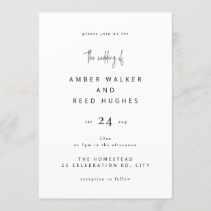Invitation Script texte simple élégant classique Mariage simp
