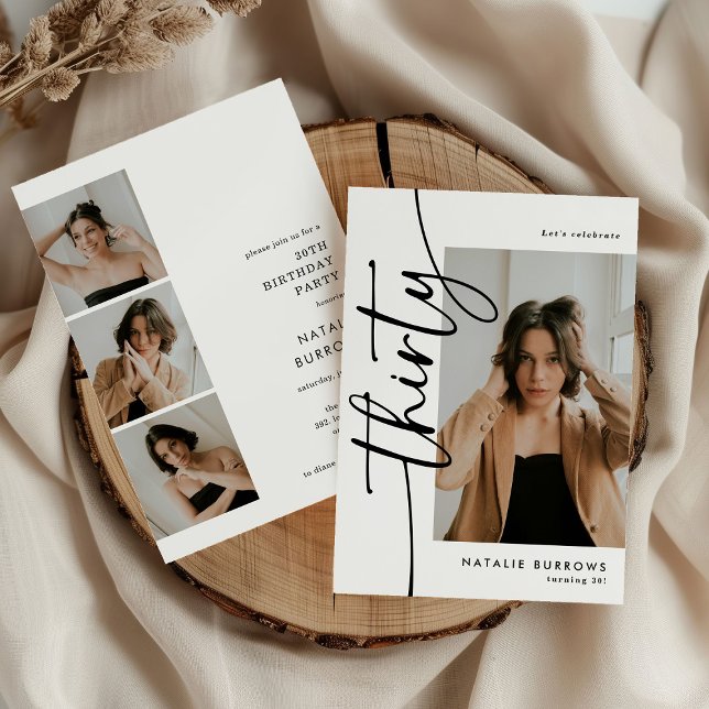 Invitation Script Thirty 4 Photo Collage 30th Birthday (Créateur téléchargé)