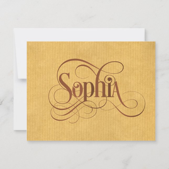Invitation Script Tourbillonnant personnalisé Sophia Natural  (Dos)